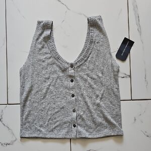 NWT Melrose and Market Sheer Ribbed Cropped Tank Top Heather Grey